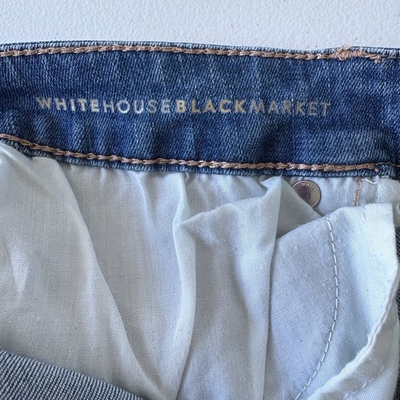 White House Black Market Slim Crop Jeans Size 10 Embroidered Casual Stretch Cuff - Picture 2 of 16